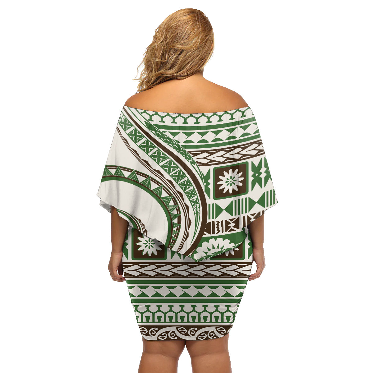 Hawaiian Hibiscus Tribal Vintage Motif Family Matching Off Shoulder Short Dress and Hawaiian Shirt Ver 7