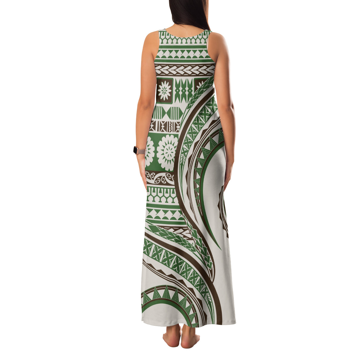 Hawaiian Hibiscus Tribal Vintage Motif Family Matching Tank Maxi Dress and Hawaiian Shirt Ver 7