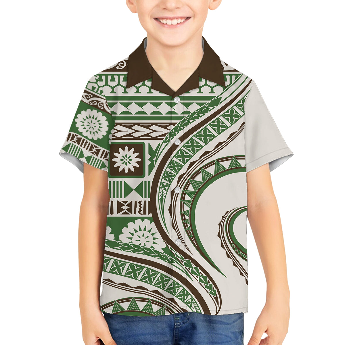 Hawaiian Hibiscus Tribal Vintage Motif Family Matching Tank Maxi Dress and Hawaiian Shirt Ver 7