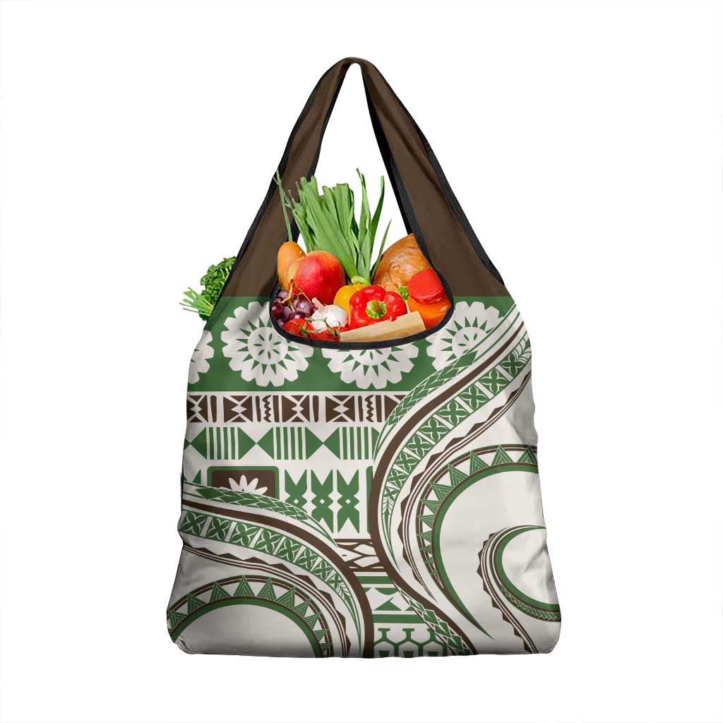 Hawaiian Hibiscus Tribal Vintage Motif Grocery Bag Ver 7 LT9 1-pack One Size Green - Polynesian Pride