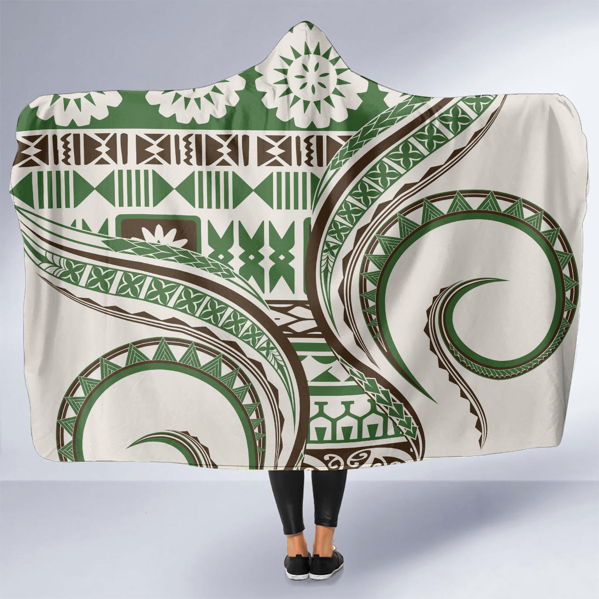 Hawaiian Hibiscus Tribal Vintage Motif Hooded Blanket Ver 7 LT9 - Polynesian Pride
