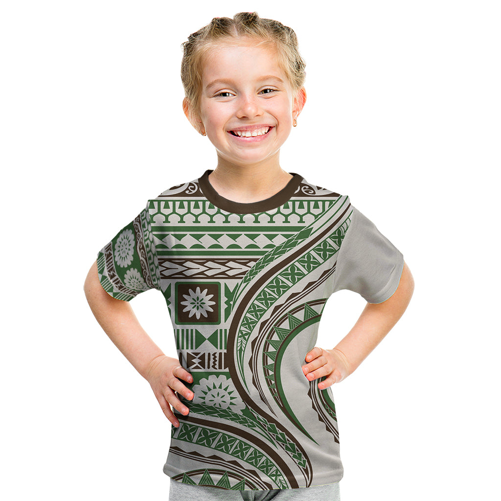 Hawaiian Hibiscus Tribal Vintage Motif Kid T Shirt Ver 7 LT9 Green - Polynesian Pride