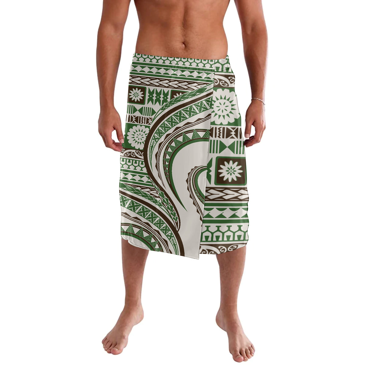Hawaiian Hibiscus Tribal Vintage Motif Lavalava Ver 7 LT9 Green - Polynesian Pride
