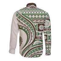 Hawaiian Hibiscus Tribal Vintage Motif Long Sleeve Button Shirt Ver 7