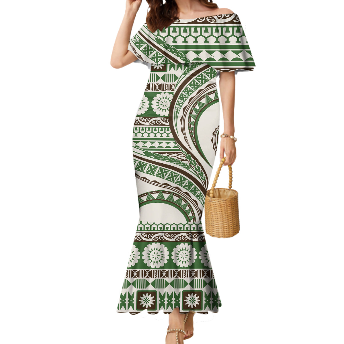 Hawaiian Hibiscus Tribal Vintage Motif Mermaid Dress Ver 7