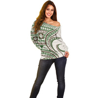 Hawaiian Hibiscus Tribal Vintage Motif Off Shoulder Sweater Ver 7