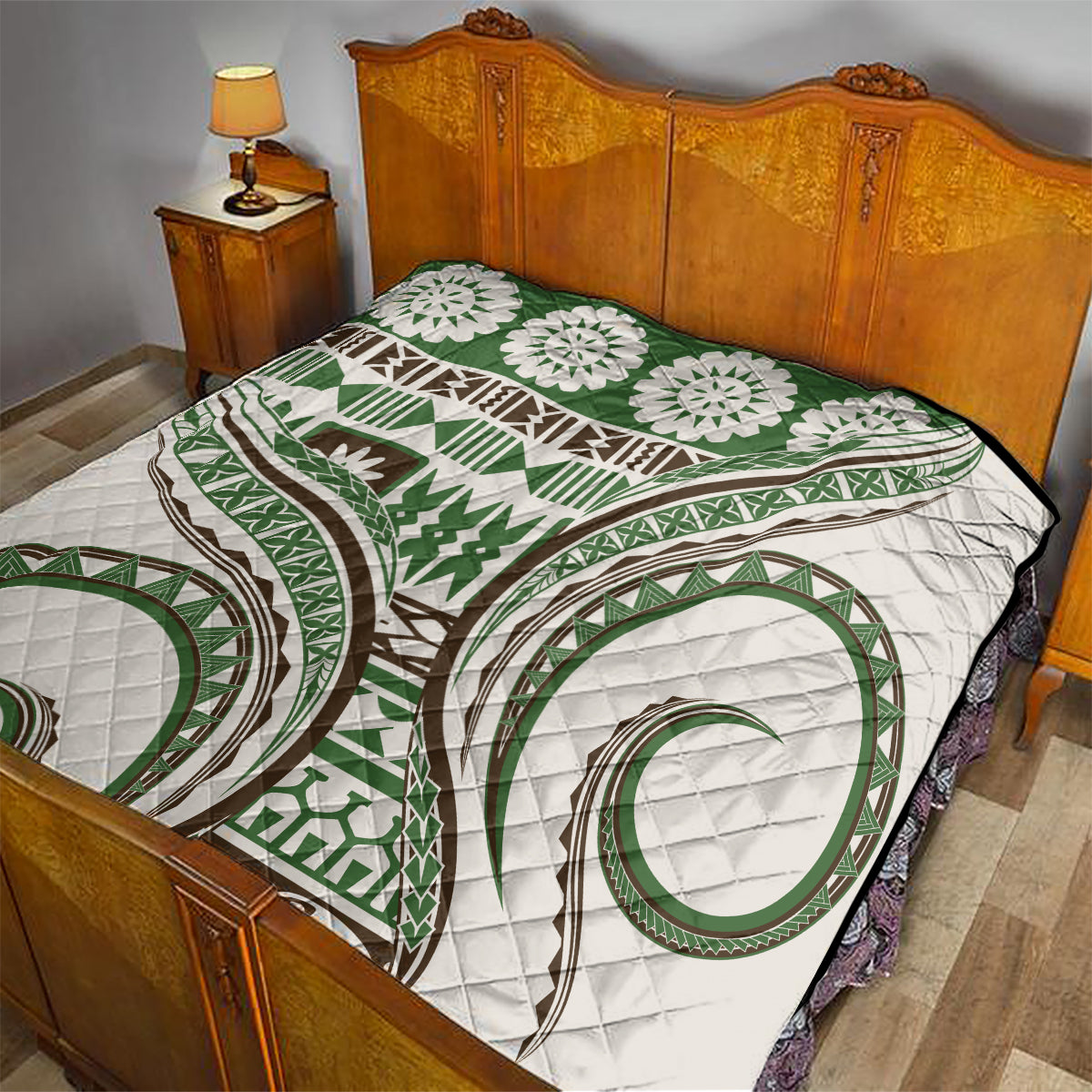 Hawaiian Hibiscus Tribal Vintage Motif Quilt Ver 7