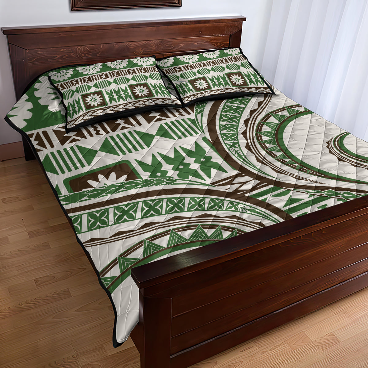 Hawaiian Hibiscus Tribal Vintage Motif Quilt Bed Set Ver 7 LT9 - Polynesian Pride