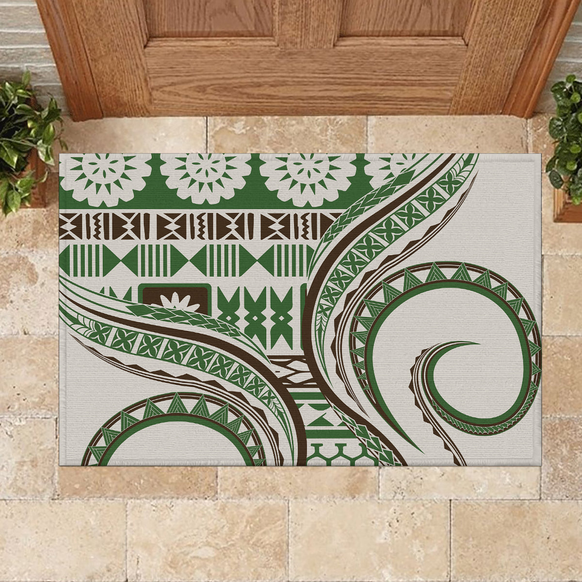 Hawaiian Hibiscus Tribal Vintage Motif Rubber Doormat Ver 7 LT9 - Polynesian Pride
