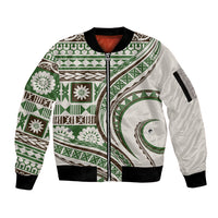 Hawaiian Hibiscus Tribal Vintage Motif Sleeve Zip Bomber Jacket Ver 7 LT9 Unisex Green - Polynesian Pride