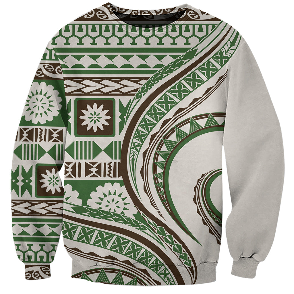 Hawaiian Hibiscus Tribal Vintage Motif Sweatshirt Ver 7 LT9 Unisex Green - Polynesian Pride