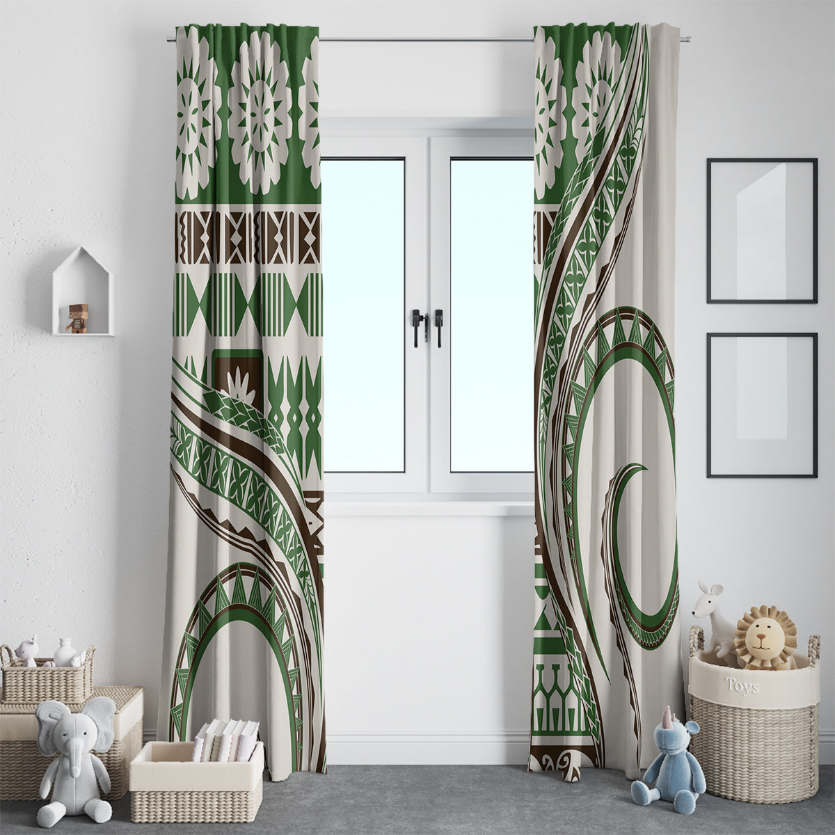 Hawaiian Hibiscus Tribal Vintage Motif Window Curtain Ver 7 LT9 - Polynesian Pride