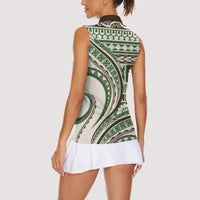 Hawaiian Hibiscus Tribal Vintage Motif Women Sleeveless Polo Shirt Ver 7