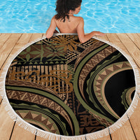 Hawaiian Hibiscus Tribal Vintage Motif Beach Blanket Ver 8 LT9 - Polynesian Pride
