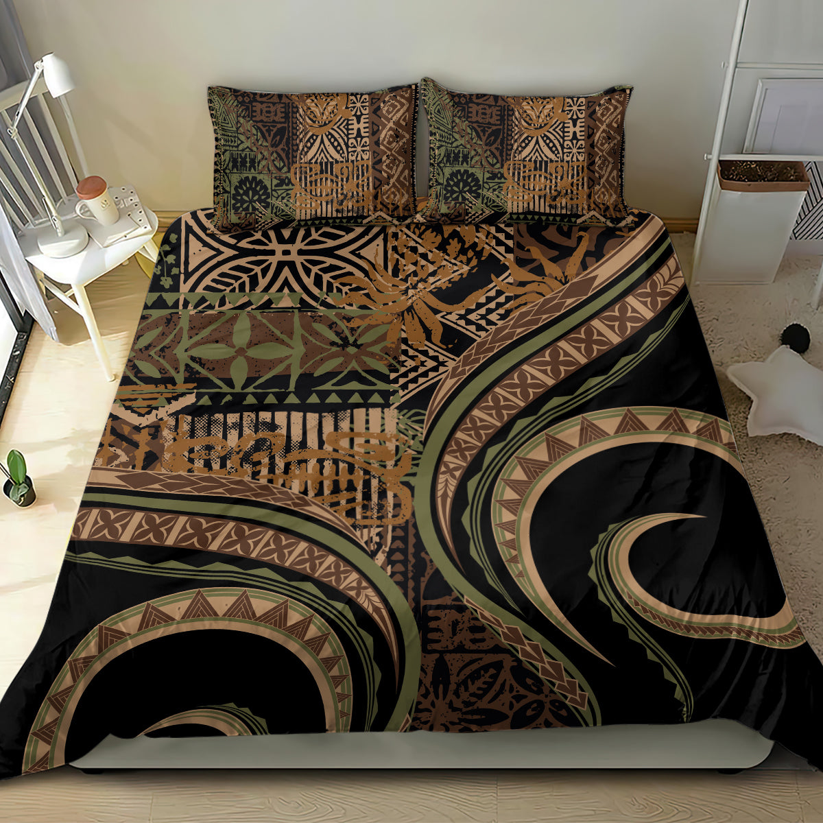 Hawaiian Hibiscus Tribal Vintage Motif Bedding Set Ver 8 LT9 - Polynesian Pride