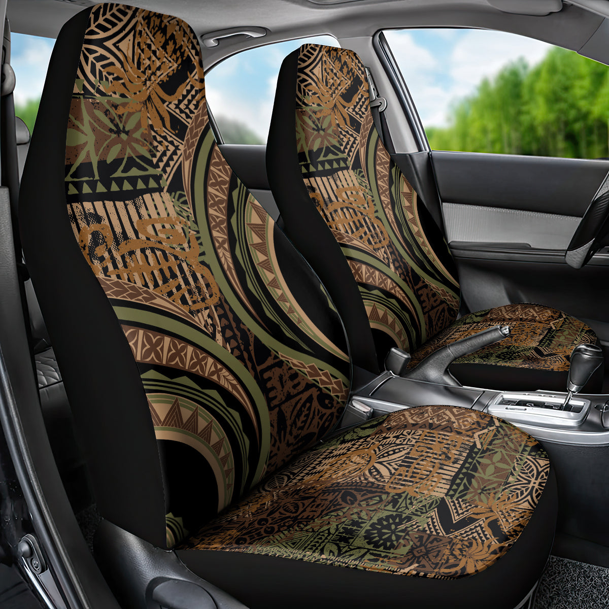 Hawaiian Hibiscus Tribal Vintage Motif Car Seat Cover Ver 8