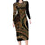 Hawaiian Hibiscus Tribal Vintage Motif Family Matching Long Sleeve Bodycon Dress and Hawaiian Shirt Ver 8