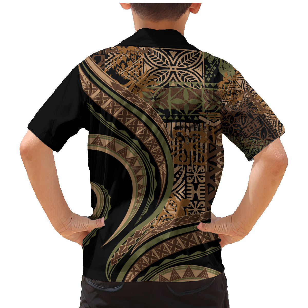Hawaiian Hibiscus Tribal Vintage Motif Family Matching Mermaid Dress and Hawaiian Shirt Ver 8