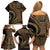 Hawaiian Hibiscus Tribal Vintage Motif Family Matching Off Shoulder Short Dress and Hawaiian Shirt Ver 8