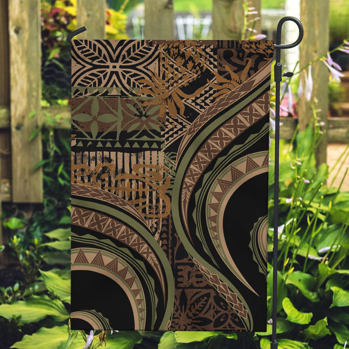 Hawaiian Hibiscus Tribal Vintage Motif Garden Flag Ver 8 LT9 Garden Flag Brown - Polynesian Pride