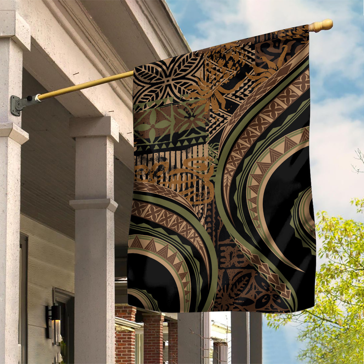 Hawaiian Hibiscus Tribal Vintage Motif Garden Flag Ver 8 LT9 House Flag Brown - Polynesian Pride