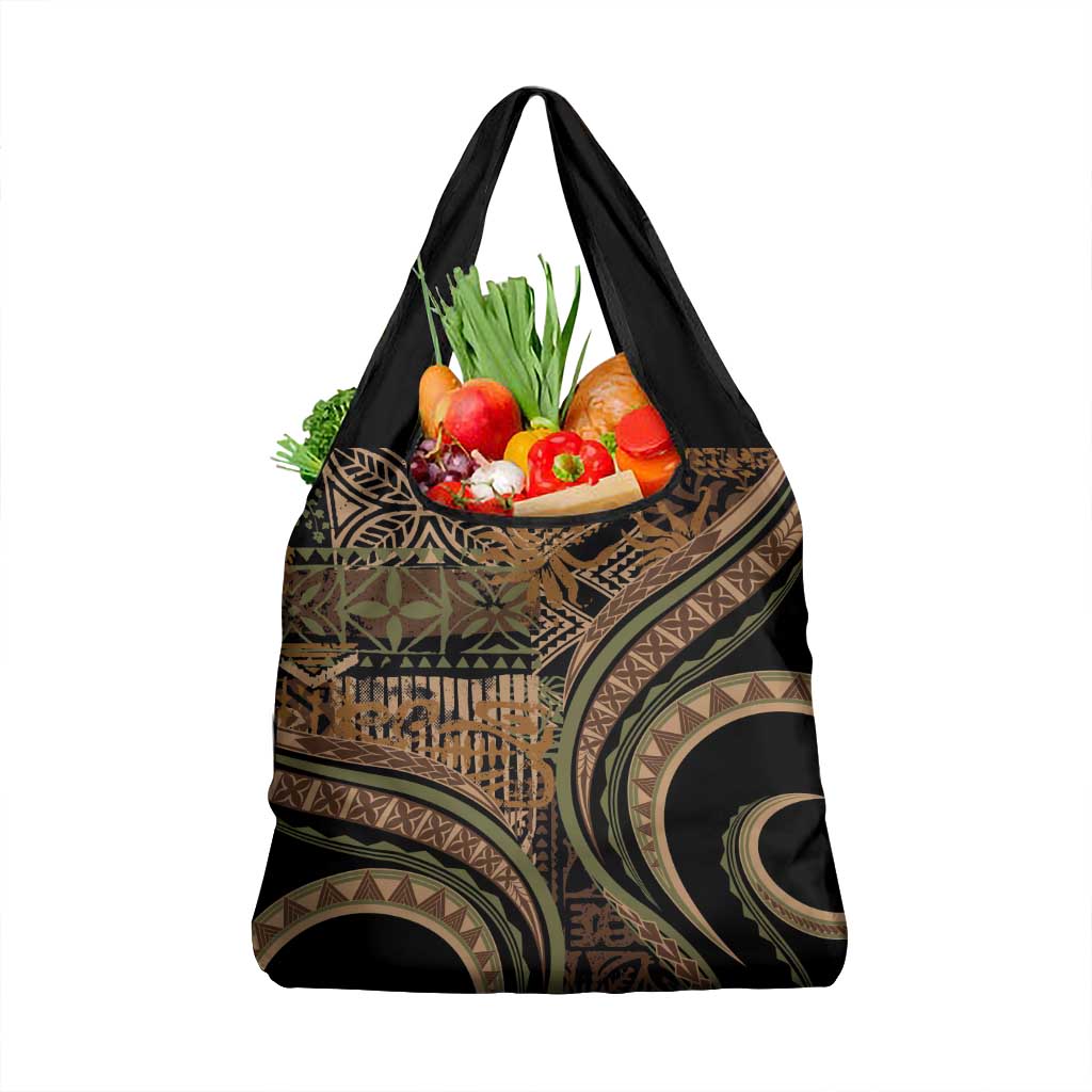 Hawaiian Hibiscus Tribal Vintage Motif Grocery Bag Ver 8 LT9 1-pack One Size Brown - Polynesian Pride