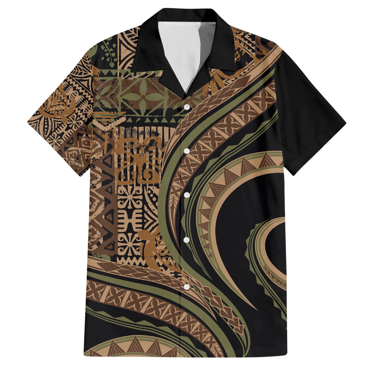 Hawaiian Hibiscus Tribal Vintage Motif Hawaiian Shirt Ver 8 LT9 Brown - Polynesian Pride