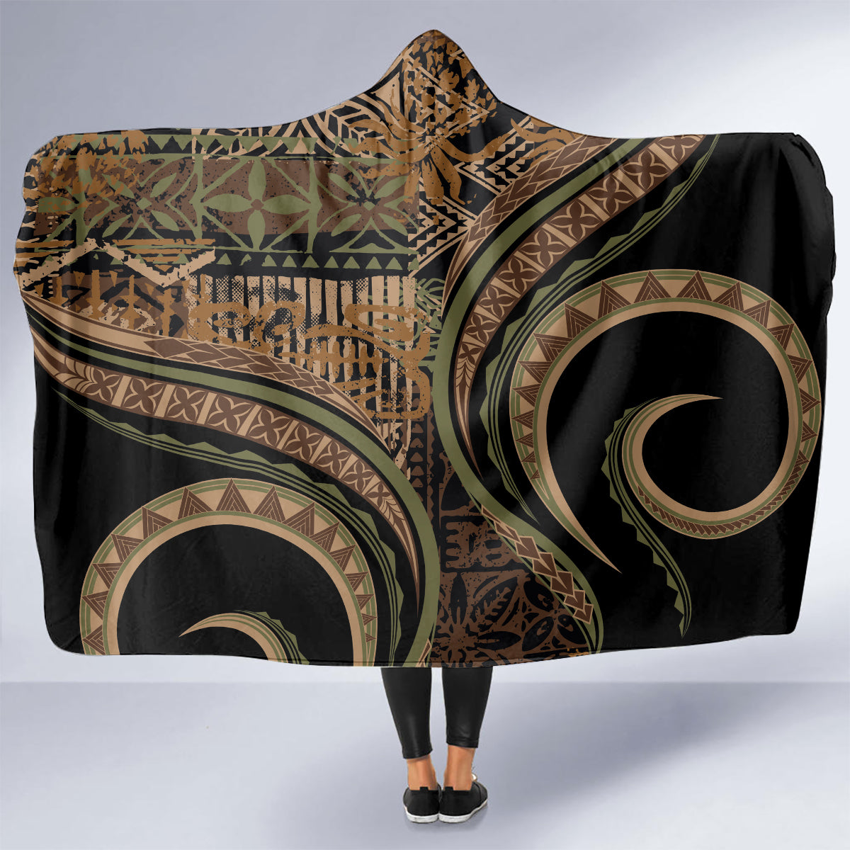 Hawaiian Hibiscus Tribal Vintage Motif Hooded Blanket Ver 8 LT9 - Polynesian Pride