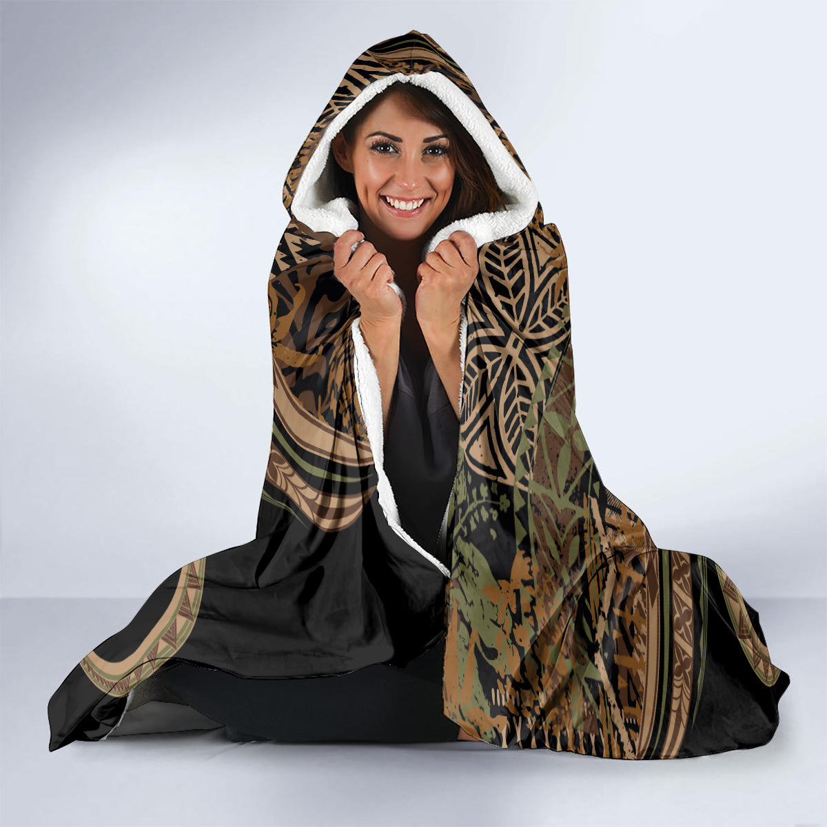 Hawaiian Hibiscus Tribal Vintage Motif Hooded Blanket Ver 8 LT9 - Polynesian Pride