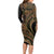 Hawaiian Hibiscus Tribal Vintage Motif Long Sleeve Bodycon Dress Ver 8