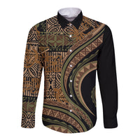 Hawaiian Hibiscus Tribal Vintage Motif Long Sleeve Button Shirt Ver 8