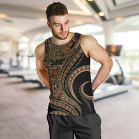 Hawaiian Hibiscus Tribal Vintage Motif Men Tank Top Ver 8 LT9 Brown - Polynesian Pride