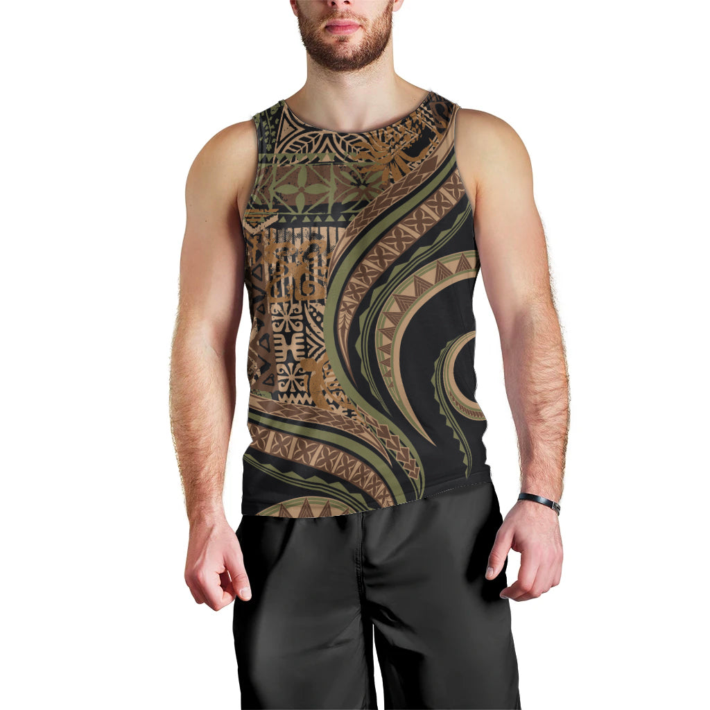 Hawaiian Hibiscus Tribal Vintage Motif Men Tank Top Ver 8 LT9 - Polynesian Pride