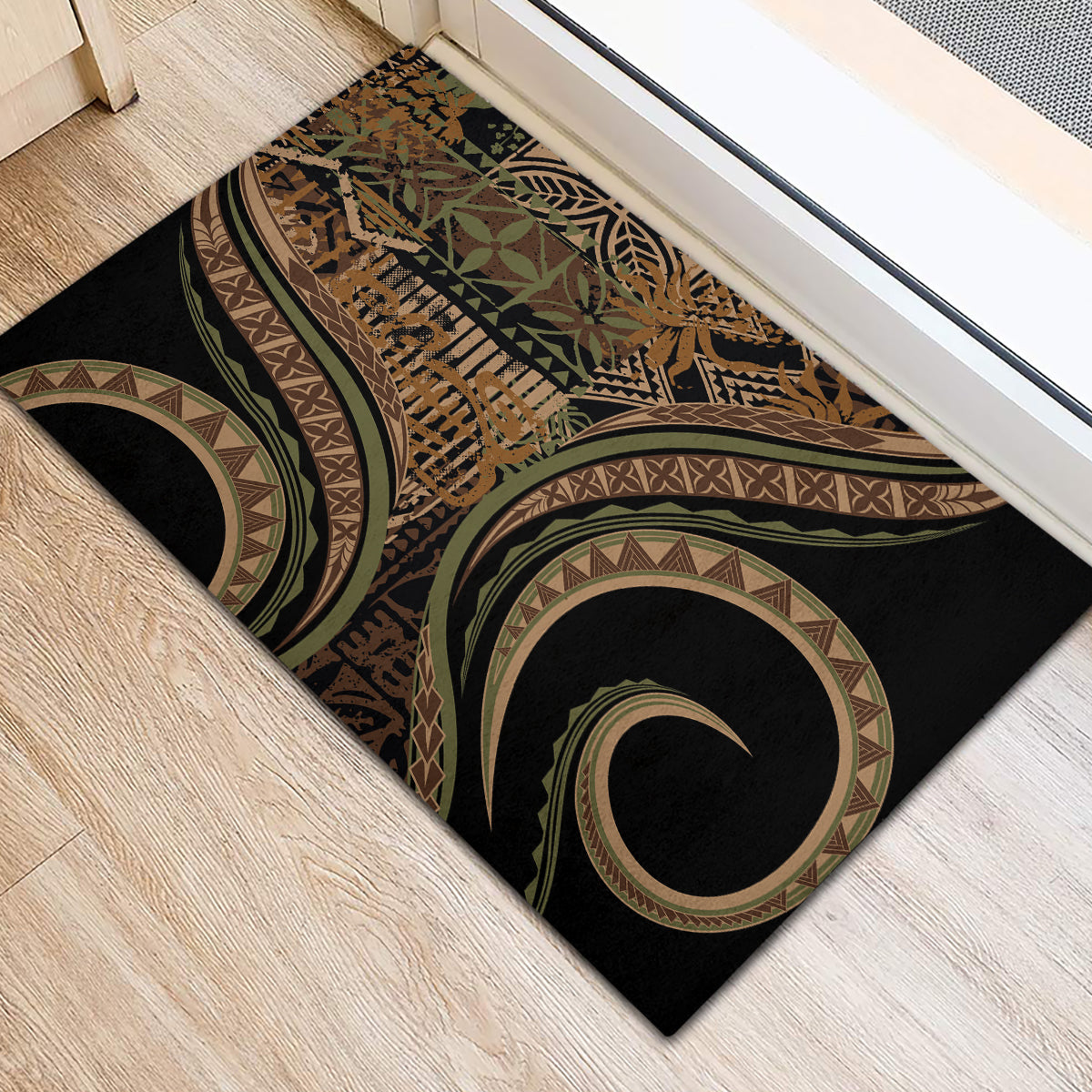 Hawaiian Hibiscus Tribal Vintage Motif Rubber Doormat Ver 8 LT9 - Polynesian Pride