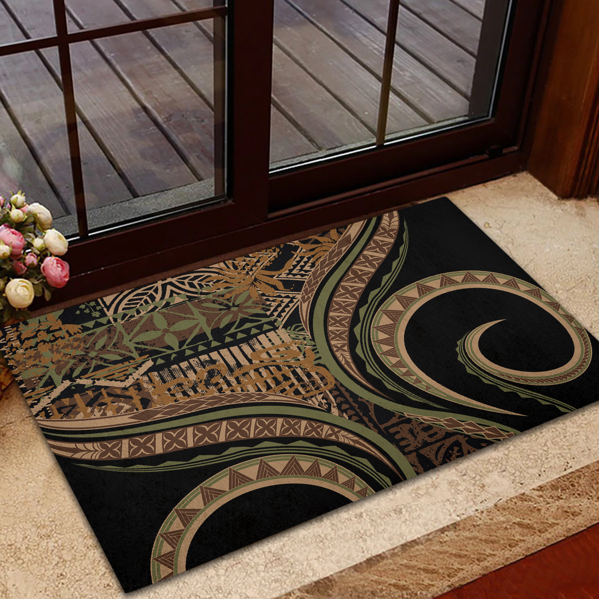 Hawaiian Hibiscus Tribal Vintage Motif Rubber Doormat Ver 8 LT9 - Polynesian Pride