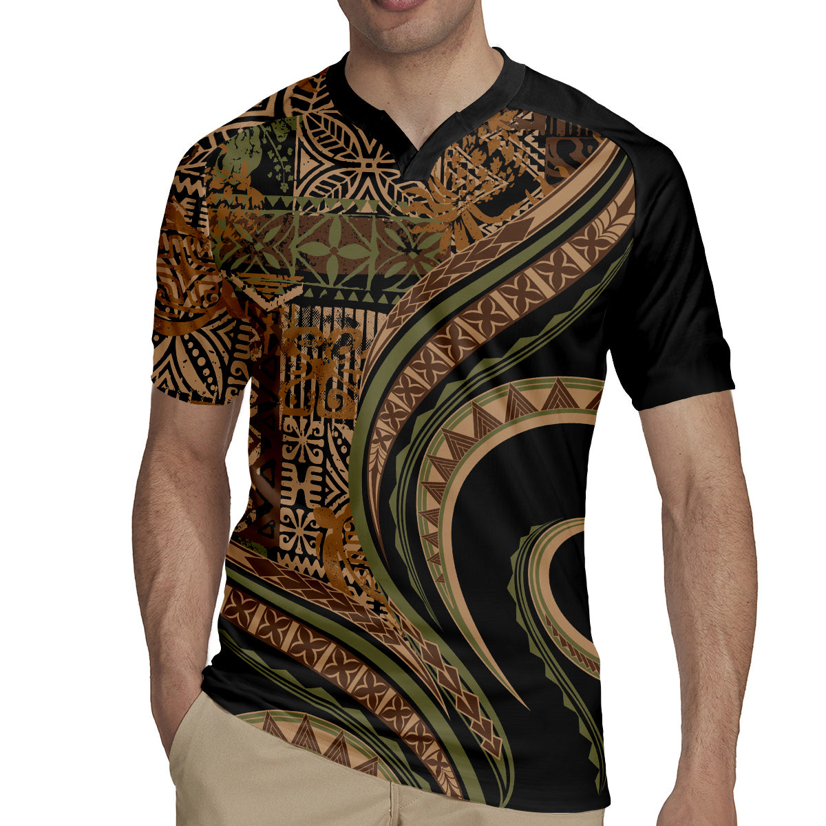 Hawaiian Hibiscus Tribal Vintage Motif Rugby Jersey Ver 8 LT9 - Polynesian Pride