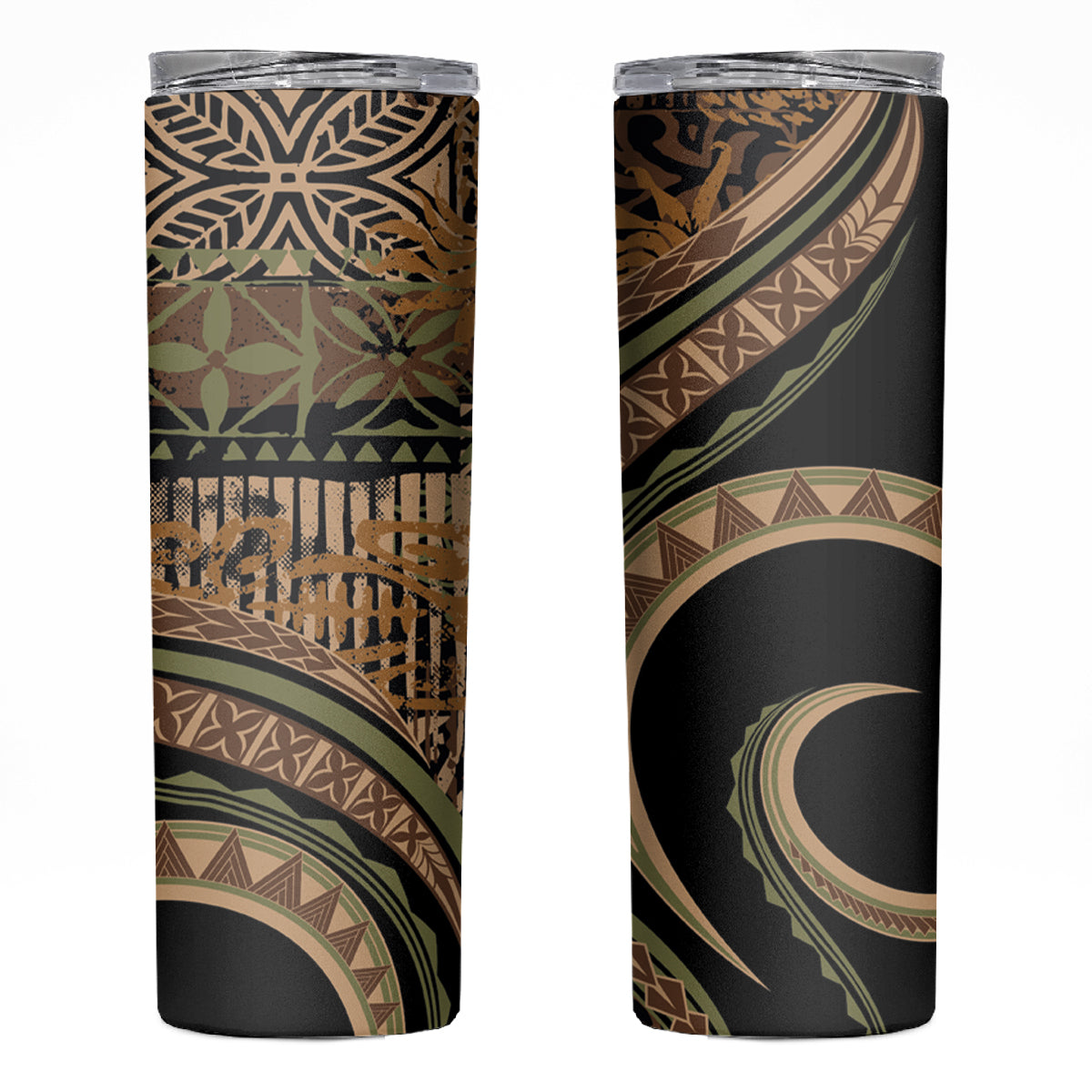 Hawaiian Hibiscus Tribal Vintage Motif Skinny Tumbler Ver 8