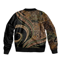 Hawaiian Hibiscus Tribal Vintage Motif Sleeve Zip Bomber Jacket Ver 8 LT9 - Polynesian Pride