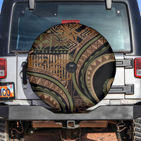 Hawaiian Hibiscus Tribal Vintage Motif Spare Tire Cover Ver 8 LT9 Brown - Polynesian Pride