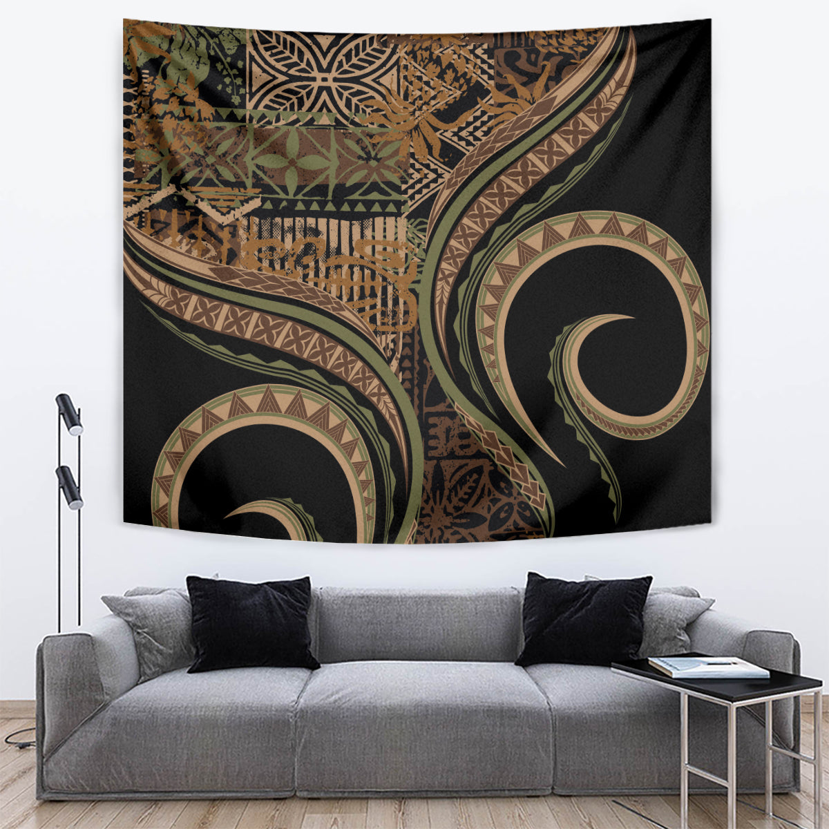 Hawaiian Hibiscus Tribal Vintage Motif Tapestry Ver 8 LT9 Brown - Polynesian Pride