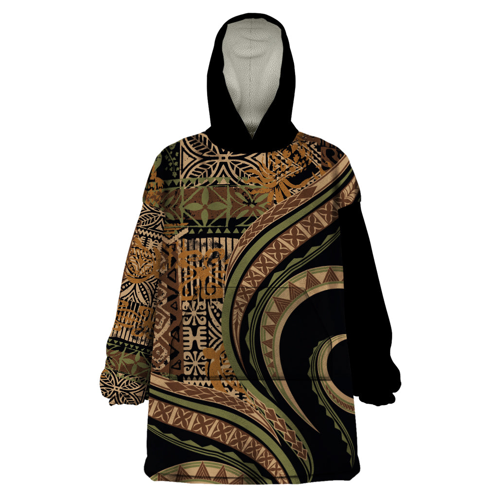 Hawaiian Hibiscus Tribal Vintage Motif Wearable Blanket Hoodie Ver 8