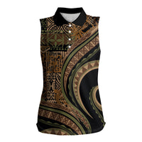 Hawaiian Hibiscus Tribal Vintage Motif Women Sleeveless Polo Shirt Ver 8