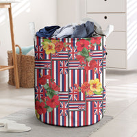 Hawaii Hibiscus Lei Laundry Basket Hawaiian Flag Motif
