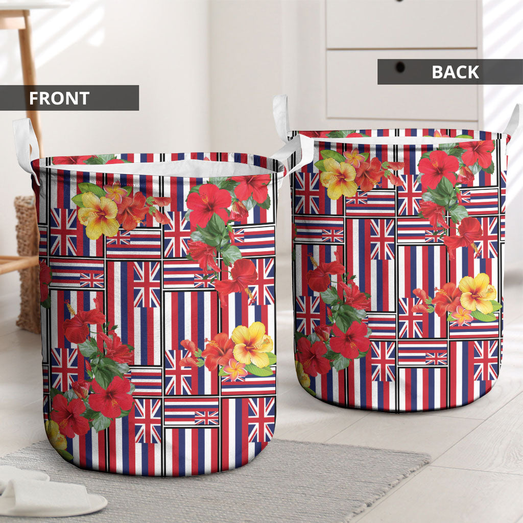 Hawaii Hibiscus Lei Laundry Basket Hawaiian Flag Motif