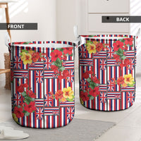 Hawaii Hibiscus Lei Laundry Basket Hawaiian Flag Motif