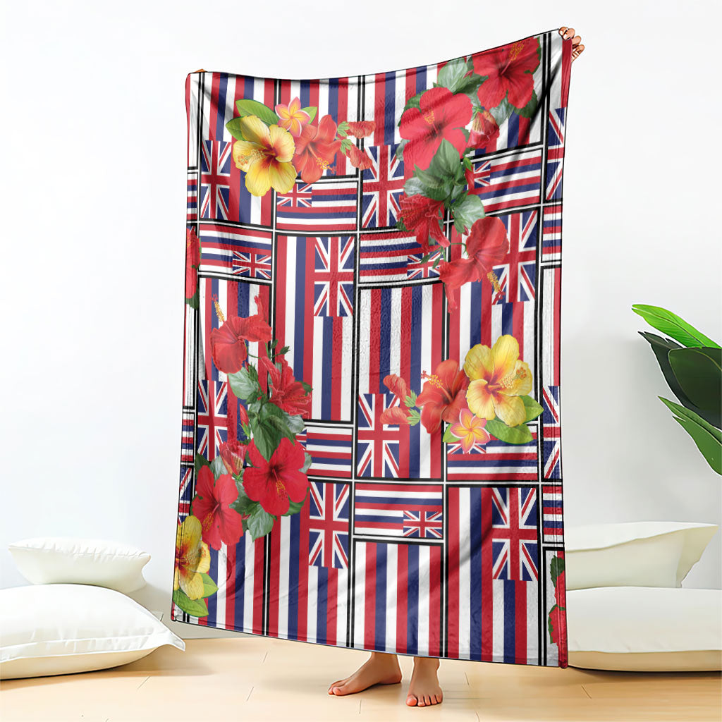 Hawaii Hibiscus Lei Blanket Hawaiian Flag Motif