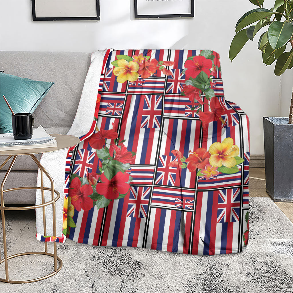Hawaii Hibiscus Lei Blanket Hawaiian Flag Motif