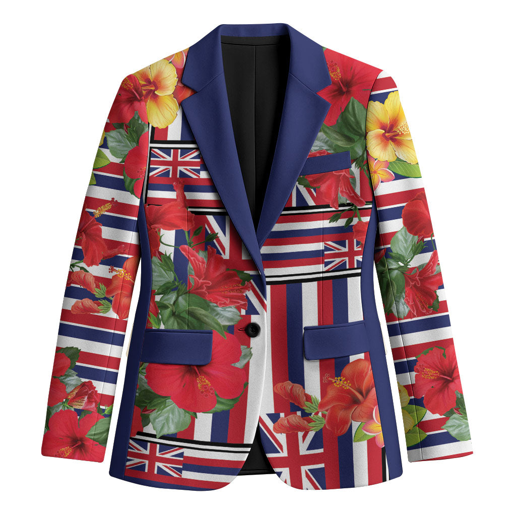 Hawaii Hibiscus Lei Blazer Hawaiian Flag Motif LT9 Unisex Red - Polynesian Pride