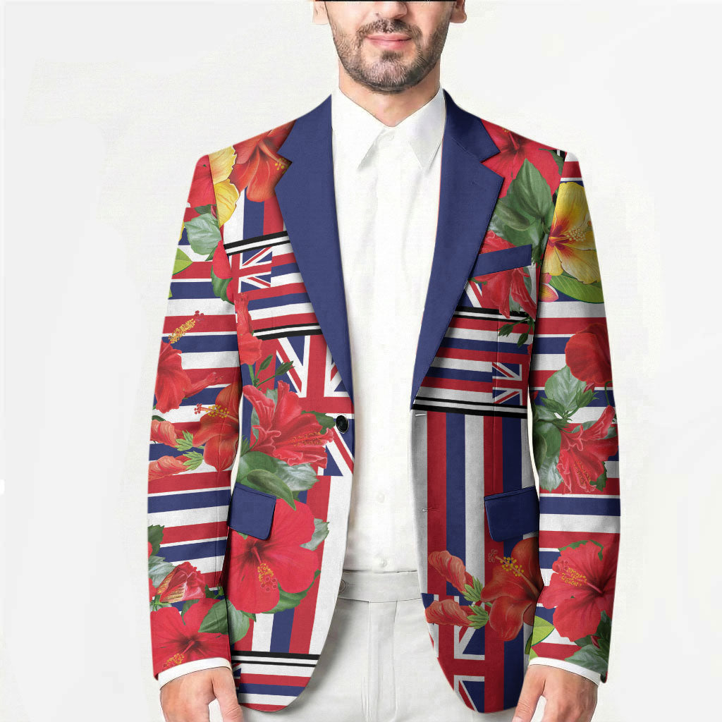 Hawaii Hibiscus Lei Blazer Hawaiian Flag Motif
