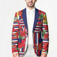 Hawaii Hibiscus Lei Blazer Hawaiian Flag Motif